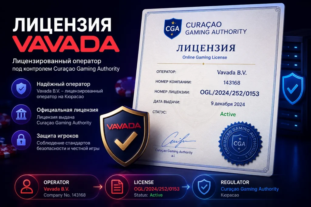 Лицензия Vavada OGL20242520153 и оператор Vavada B.V.