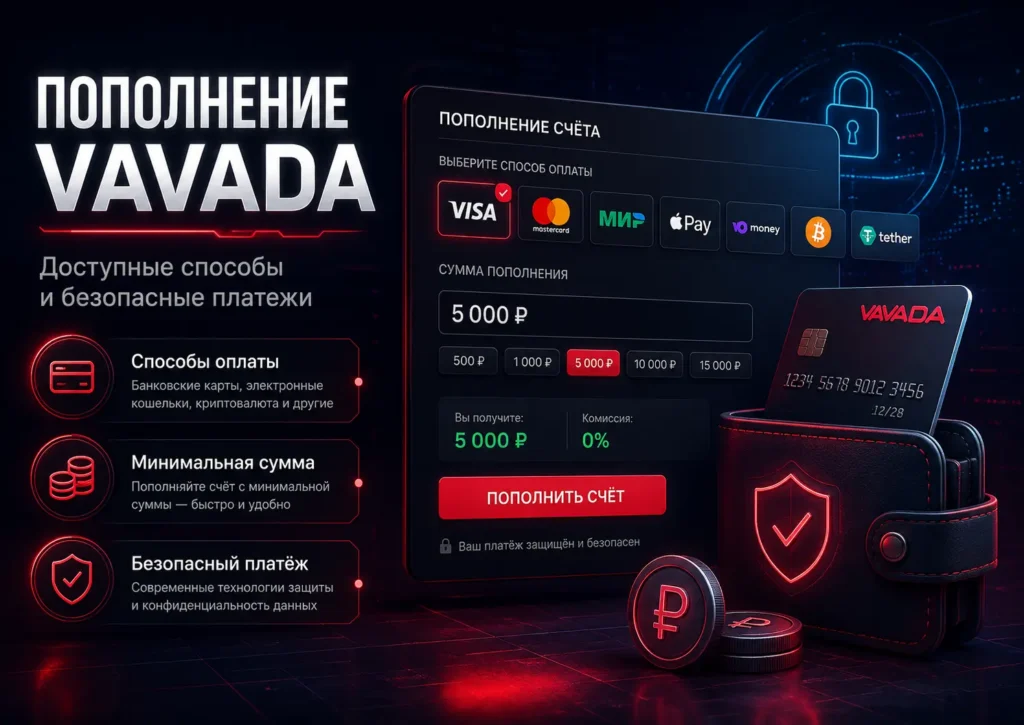 Пополнение Vavada — способы оплаты и внесение средств на счёт