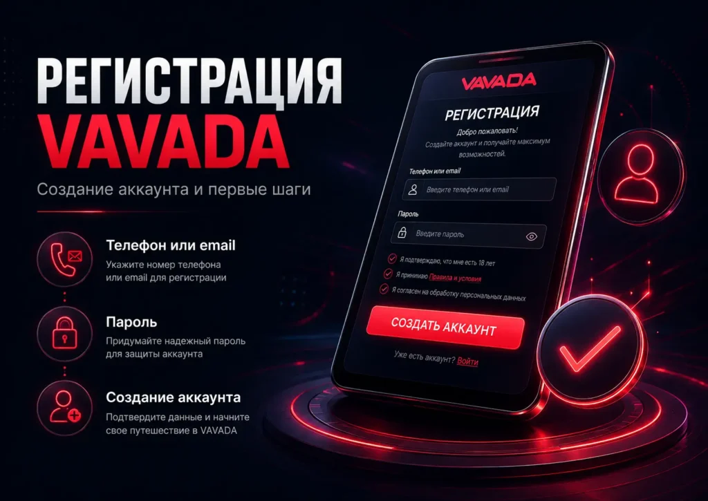 Регистрация Vavada — создание аккаунта по телефону или email