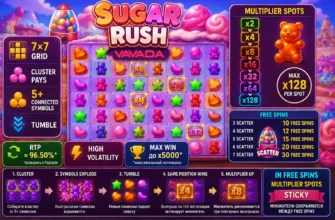 Sugar Rush Vavada — Cluster Pays, множители x128 и RTP