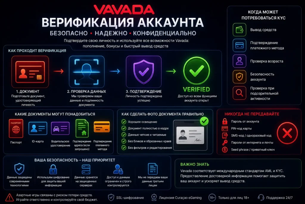 Верификация Vavada и проверка документов KYC