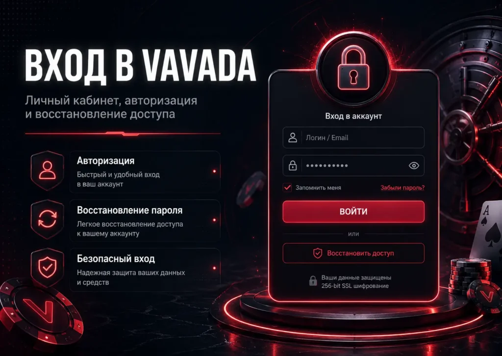 Вход Vavada — авторизация в личном кабинете и восстановление доступа