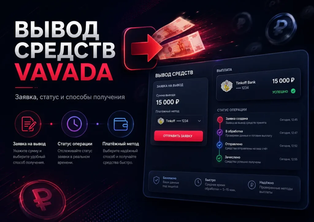 Вывод средств Vavada — заявка, статус и способы получения денег